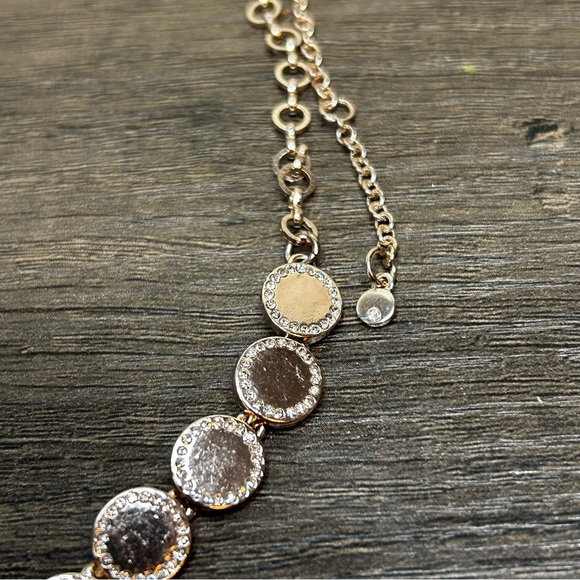 Rose Gold Crystal Studded Discs Necklace - Picture 3 of 3